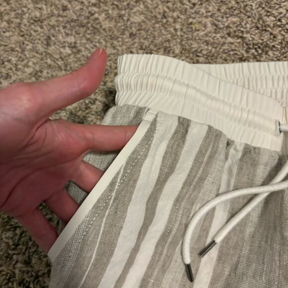 Athleta Stripe Bali Linen Ankle Pants Women Size 4P - Picture 6 of 8
